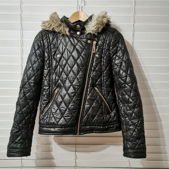 Juicy Couture Moto Biker Puffer Jacket - Picture 2 of 12